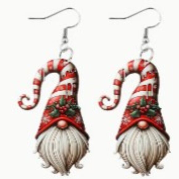 ♥️ 5 for $25 ♥️ Christmas Gnome Acrylic Earrings - Whimsical Holiday Accessory - Picture 2 of 6